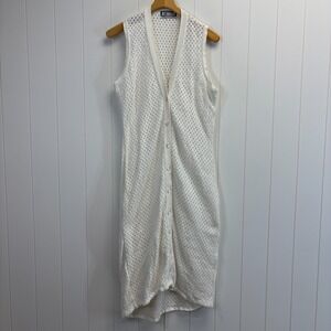 Vintage Matter of Degree Womens 90s Boho Crochet Knit Duster Sweater Size L Chic